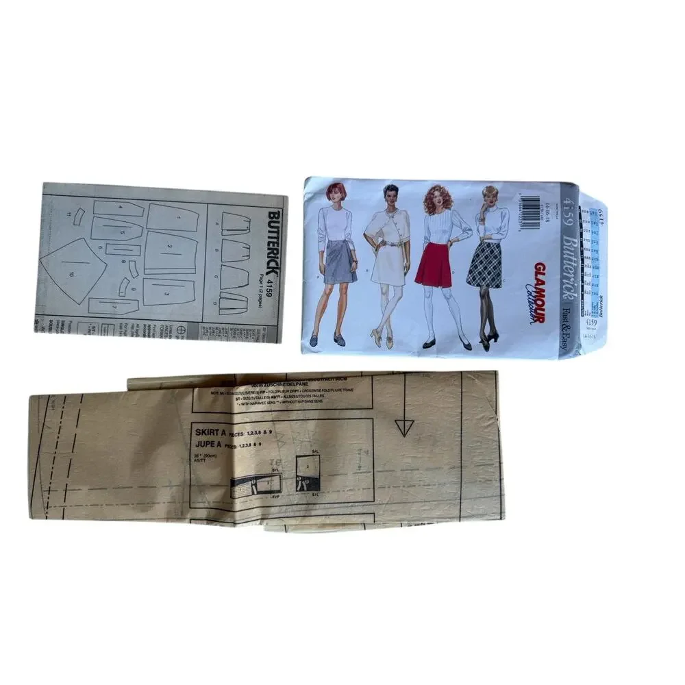 Vintage BUTTERICK Glamour Collection A-line Skirt Pattern #4159 Uncut 14-16-18
